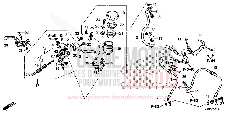MAITRE-CYLINDRE DE FREIN AVANT CYLINDRE (CBR1000ST) de CBR1000RR "Fireblade" GRAND PRIX RED (R380) 2022